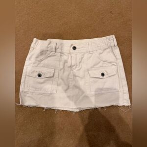 Cream Mini Skirt with Pockets